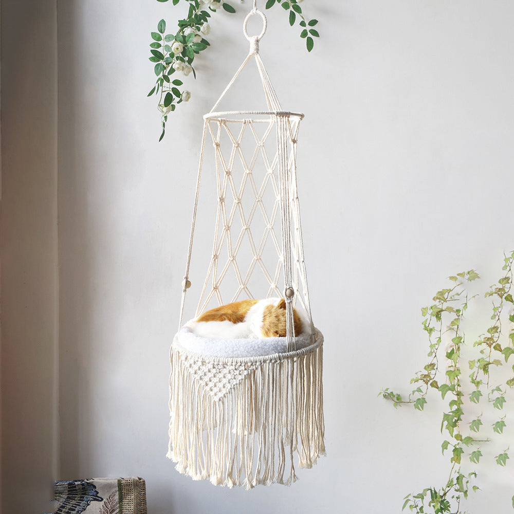 Macrame Hanging Hammock for Pets